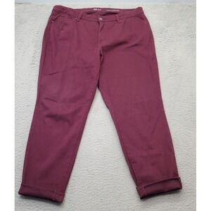 Style&co. Jeans Women Size 16 Burgundy Denim Solid Curvy Skinny Leg Cuffed Ankle